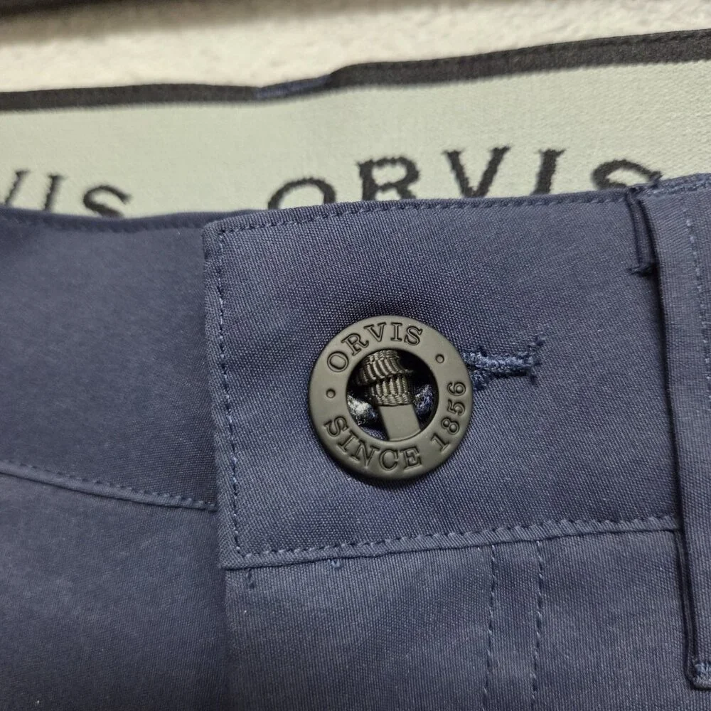 Orvis Tech Pants Men 32x34 Blue Straight Leg Water Repellent Performance Stretch
